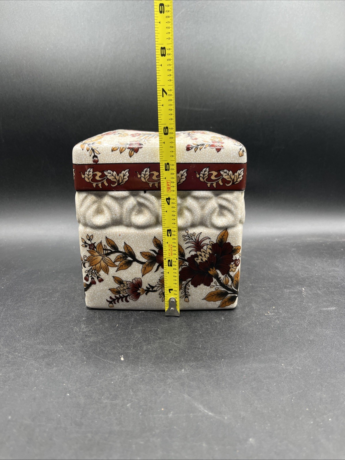 Vtg Bombay Co Square Tissue Box Cover Traditional Asian Floral Classic Design