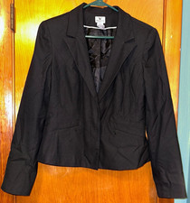 Worthington Stretch Womens Black Career Blazer Zipper Detail Pockets Size 10