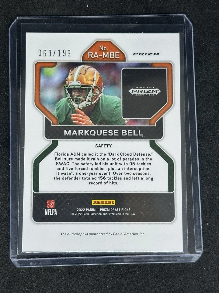 2023 Panini Prizm Draft Picks 2022 Update Red /199 Markquese Bell #RA-MBE Auto - Image 2 of 2