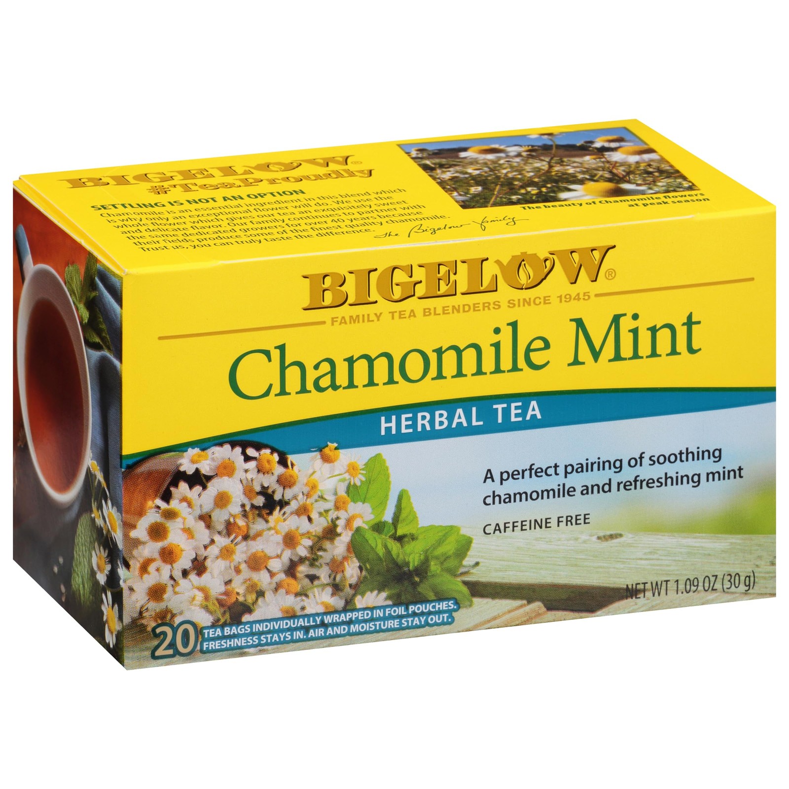 Chamomile Mint Herbal Tea, Caffeine Free, 20 Count Box Pack 