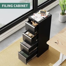 Vertical Filing Cabinet 4-Drawer Metal File Cabinet w/ Lock Home Office Storage