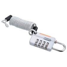 Luggage Cable Lock 4 Digit Combination Padlock 3.3Ft Spring Cable Gray