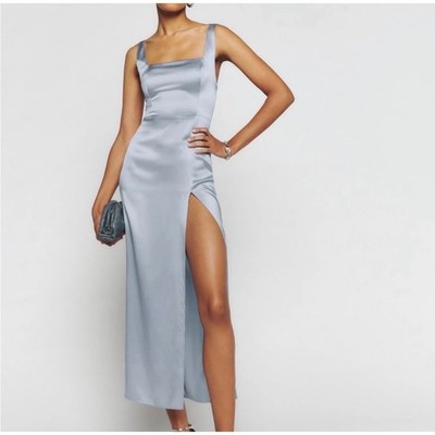 NWT Reformation 100% Silk Made in USA Solay Blue Wedding Graduation Dress 8