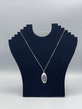 925 Solid Sterling Silver Oval Photo Locket & Chain, Vintage, 