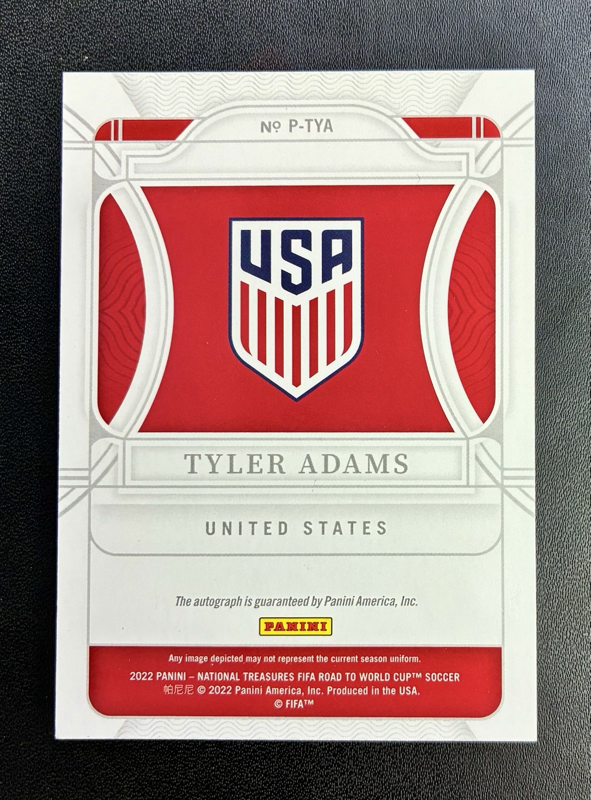 2022 Panini National Treasures - Penmanship Tyler Adams Auto 16/99 view 2