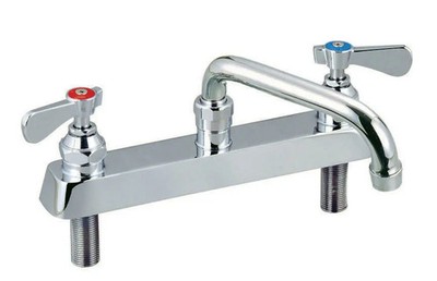 BK Resources BKF-8DM-16-G Deck Mount 16'' NO LEAD Swing Spout Faucet w/ 8'' Center