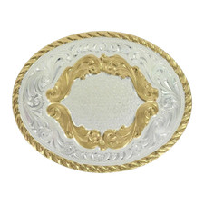 Montana Silversmiths Small Oval Initial Silver  Gold Belt Buckle 5000