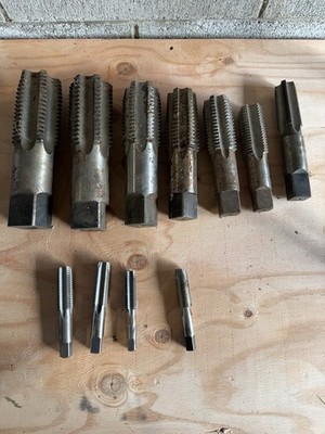 Metalworking Hand Taps Lot, Assorted Sizes, Multiple Types, Set of Various Taps