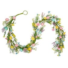 6Ft Easter Egg Garland Easter Decorations Spring Egg Garland with Flowers