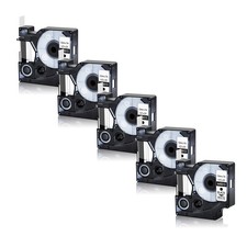 5PK Black on White Label Tape For DYMO D1 45013 1/2 X 23' S0720530 LabelManager