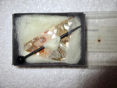 Mother of Pearl Barrette Hair Pin Ebony Needle Gemstone Ball Holz Stein