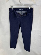 Old Navy Pixie Mid-Rise Dark Blue Jean Pants Size 6 Flat Front Stretch EUC  
