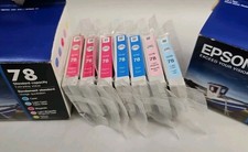 Lot of 7 Epson 78 Ink Cartridges 3 Magenta 2 Cyan 1 Lt Cyan 1 Lt Magent EXP 2020