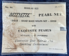 Vintage Bestyette Pearl Hair Net - Sheer w/ Exquisite Pearls Handmade in Formosa