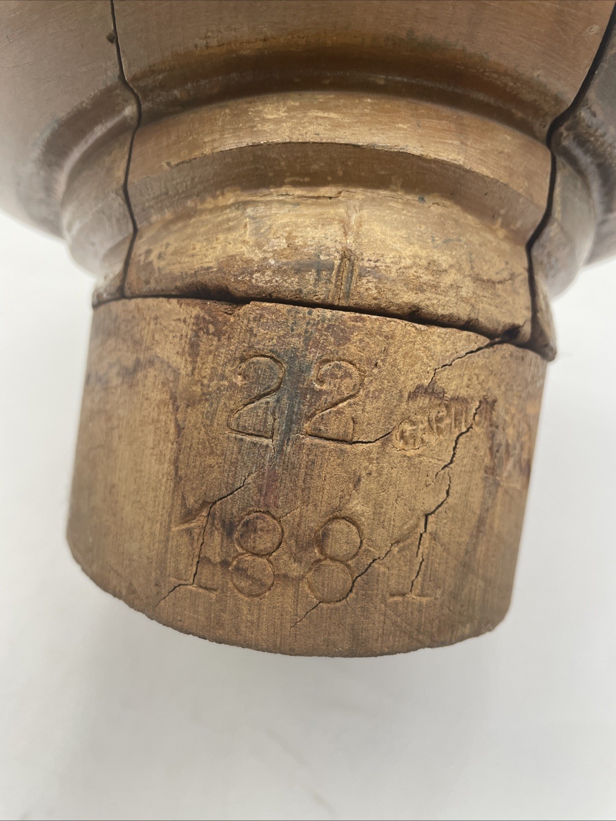 Vintage Capitol Hat Block Wood Mold Antique Millinery Puzzle 1881 No. 22