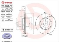 2X Bremsscheibe Prime Brembo 09.B508.10 FüR Toyota IQ KGJ10_ KGJ10R NGJ10_ Aston