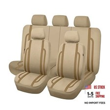 car seat Covers Set Front Rear Breathable Sport Fashion Full set Beige Brown
