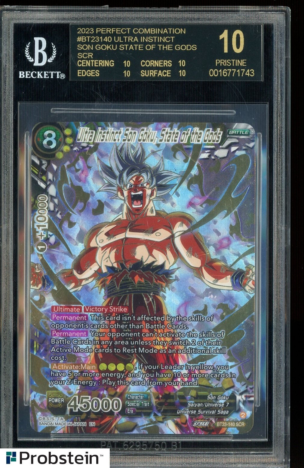 2023 DBS PC BT23-140 Ultra Instinct Son Goku State/Gods BGS 10 BLACK LABEL