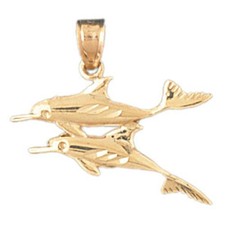 Dolphin Charm Pendant 14k Gold