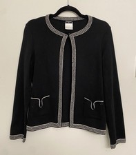Chanel Wool Knit Cardigan Sz 42 Italy Classic...