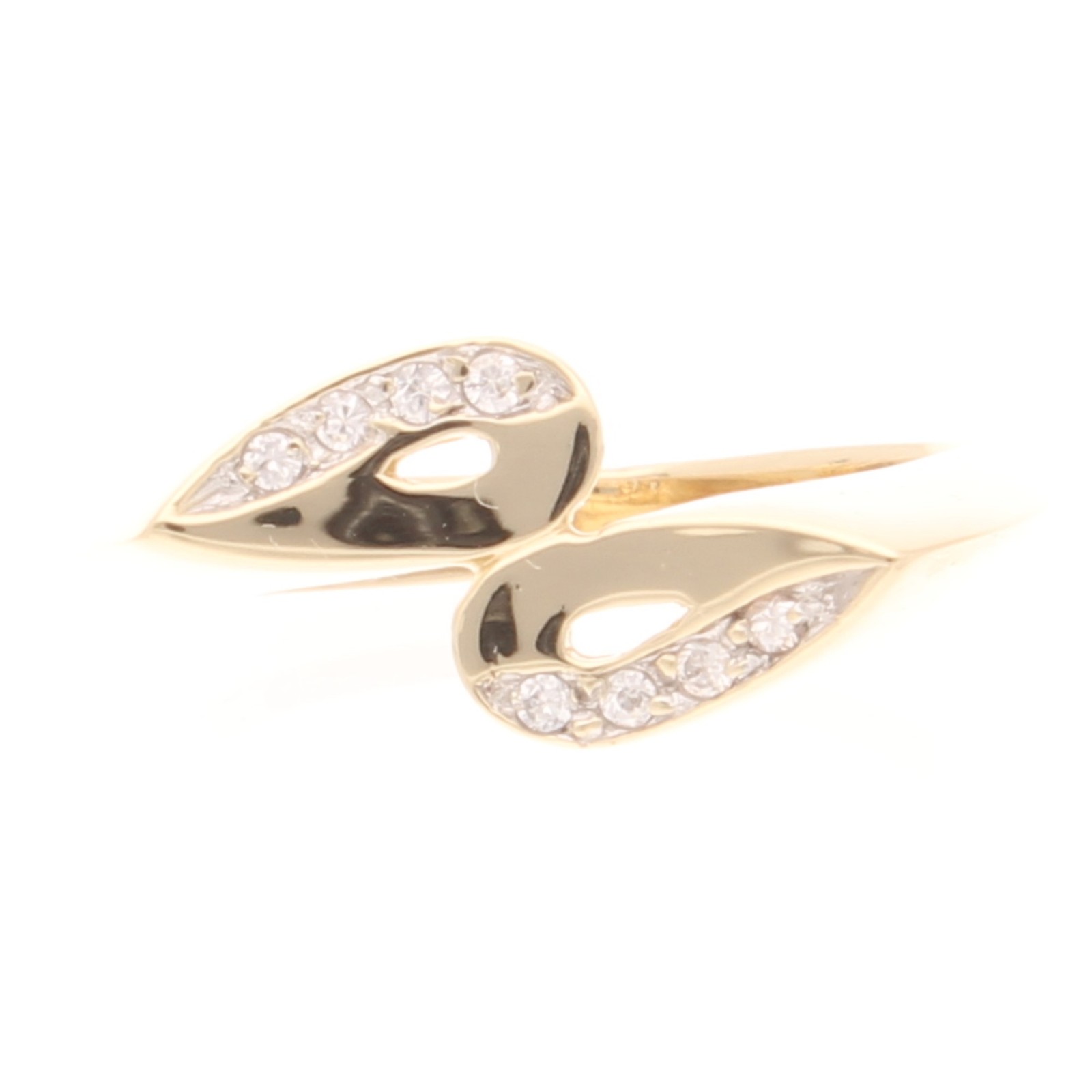 9Carat Yellow Gold Simulated Diamond Fancy Crossover Ring (Size O) 9.5mm Widest
