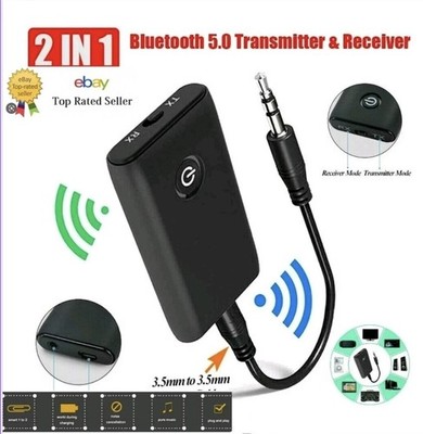 2-in-1 Wireless Bluetooth 5.0 Transmitter Empfänger Adapter Audio 3,5mm Klinke Aux