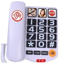 White Big Button Landline Phones for Seniors - Large Button - White