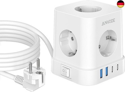 9-in-1 Socket Cube with USB C, 5-Way Multiple Plug Socket with Switch, Power Str