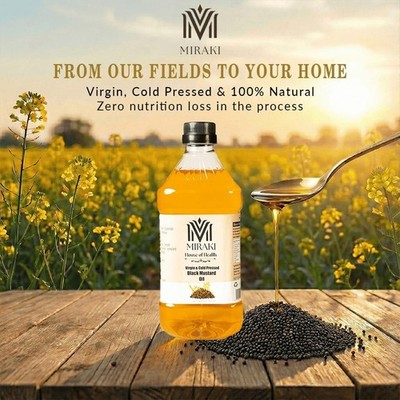 Organic Black Mustard Oil - Pure Cold Pressed 2 litre