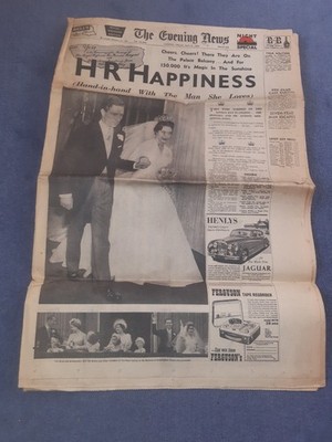Abendnachrichten 6. Mai 1960 Prinzessin Margaret königliche Hochzeitszeitung Hochzeit