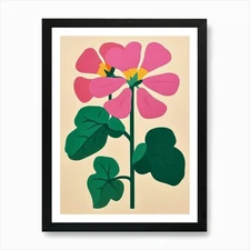 Cut Out Style Flower Art Cyclamen A Framed Wall Art Poster Canvas Print Picture