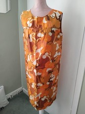 Vintage 1970s Prova Bright Orange Floral Shift Tunic Dress 40" Bust Tricek