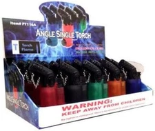 3" Mini Torch Lighters, Refillable, Carton of 20, Assorted Colors Bulk Pack