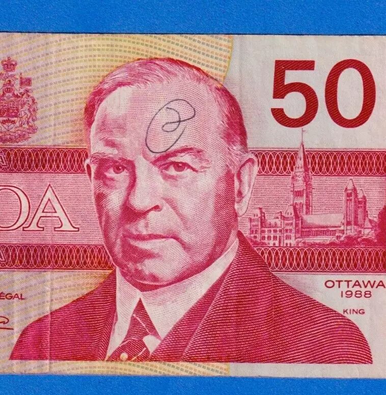 Canada $50 1988 BC-59aA / P-98a Circulated Replacement Note EHX3580329 SNOW OWL - Image 3 of 4