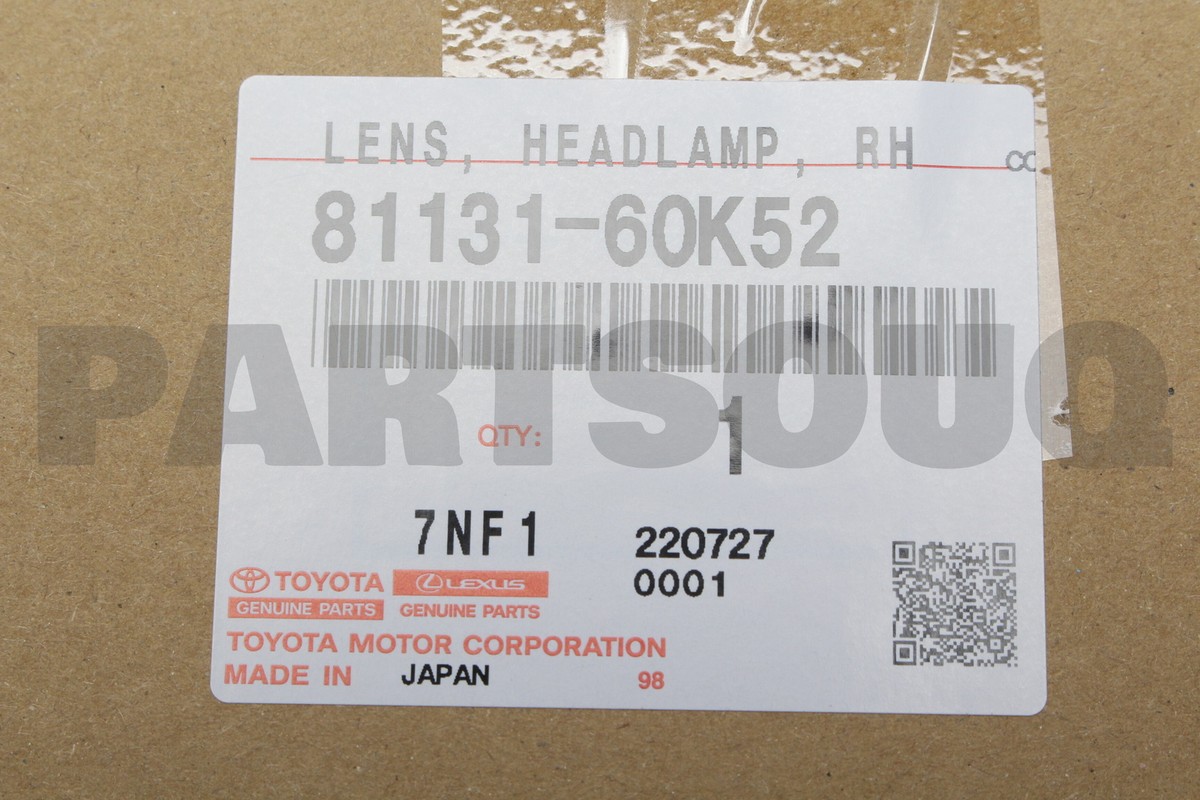 http.rhrh　２本目 81131)ヘッドランプ レンズ RH トヨタ トヨタ純正品番先頭81
