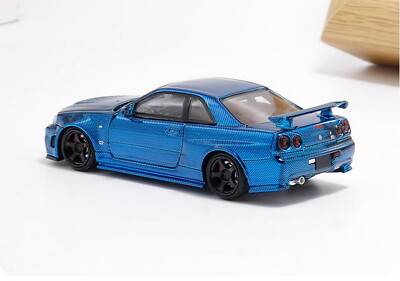 Fuji 1/64 Scale GT-R R34 Z-Tune Blue Diecast Car Model Toy Gift