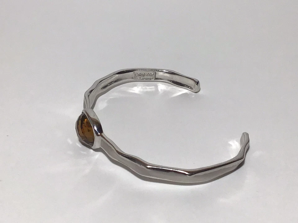 Brazalete Charles Garnier Talla 6.5 Plata de Ley Cuarzo Ahumado Piedra Facetada Foto 2 de 4