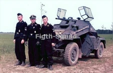 WW2 Picture Photo German Crew SS-Armoured in front of an Sd.kfz.222 8519