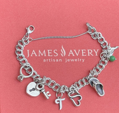 James Avery Sterling Double Curb Bracelet With Charms