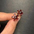 Earrings Women Jewelry Flower Earring Natural Garnet 925 Sterling Silver Stud