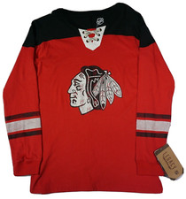 Chicago Blackhawks Youth Large (14/16) Lace-Up Legacy Jersey T-Shirt NEW