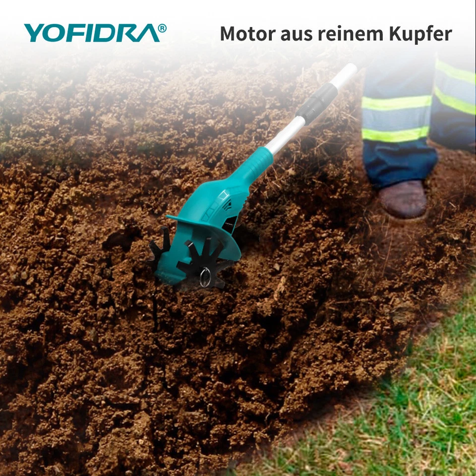 Akku Bodenhacke Elektro 1000W Gartenfräse Kultivator Ackerfräse Hacke Für Makita - Bild 4 von 4