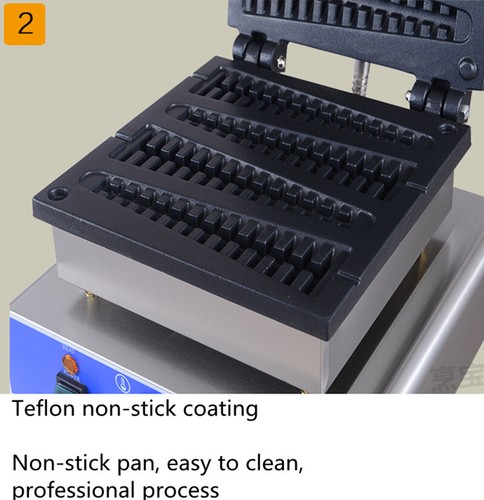 Commercial Lolly Stick Waffle Maker Cone Machine Non Stick 4PCS Snack Machine - Picture 4 of 12