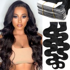US Wavy Tape in Hair Extensions 100 Remy Human Hair Full Head Thick 200G 80PCS