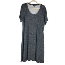 PREMISE Dress Womens Plus Size 1X Black White Geometric Casual Short Sleeve