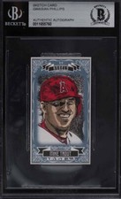 Mike Trout Original Art Sketch Card Los Angeles Angels 1/1 BAS
