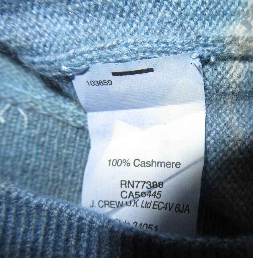 Unique 100% Cashmere Blue Hand Tie Dyed J Crew Hooded Sweater Size