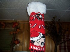 BETTY BOOP LADIES WOMENS SLIPPER SOCKS CHRISTMAS THEME SHOE SIZE 4-10 RED FUZZY