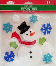 Christmas House GEL Sticker Window Clings  Snowman Snowflakes 13 ct.