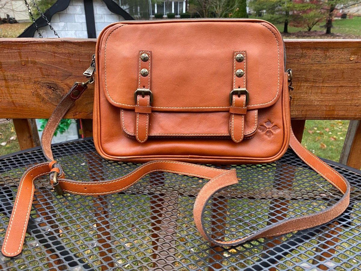 Patricia Nash Leon EW Flap Tan Crossbody Bag Leather 12
